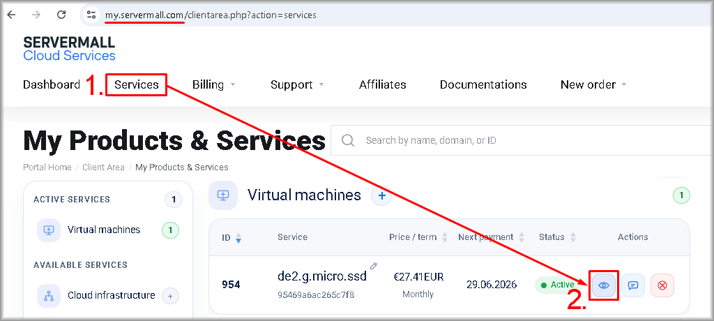 How to Connect to a Virtual Machine | Servermall Cloud Web Console ...